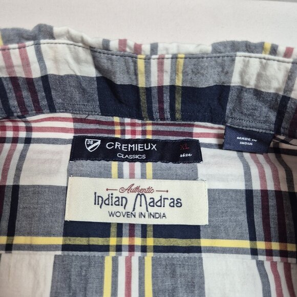Cremieux Indian Madras Men's Short Sleeve Shirt Size XL Button Up Plaid (62) - Picture 5 of 9